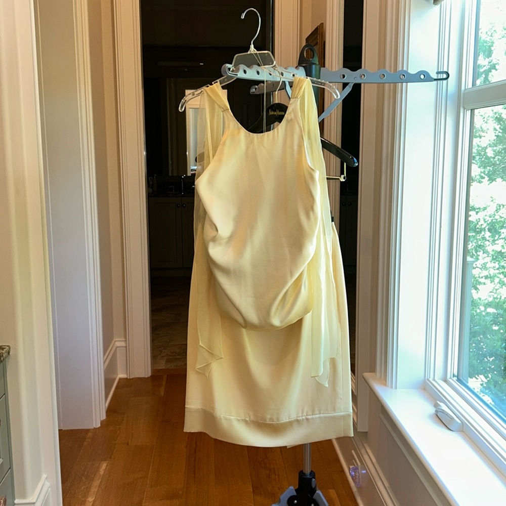 Worth Yellow Silk Matching Skirt and Halter set